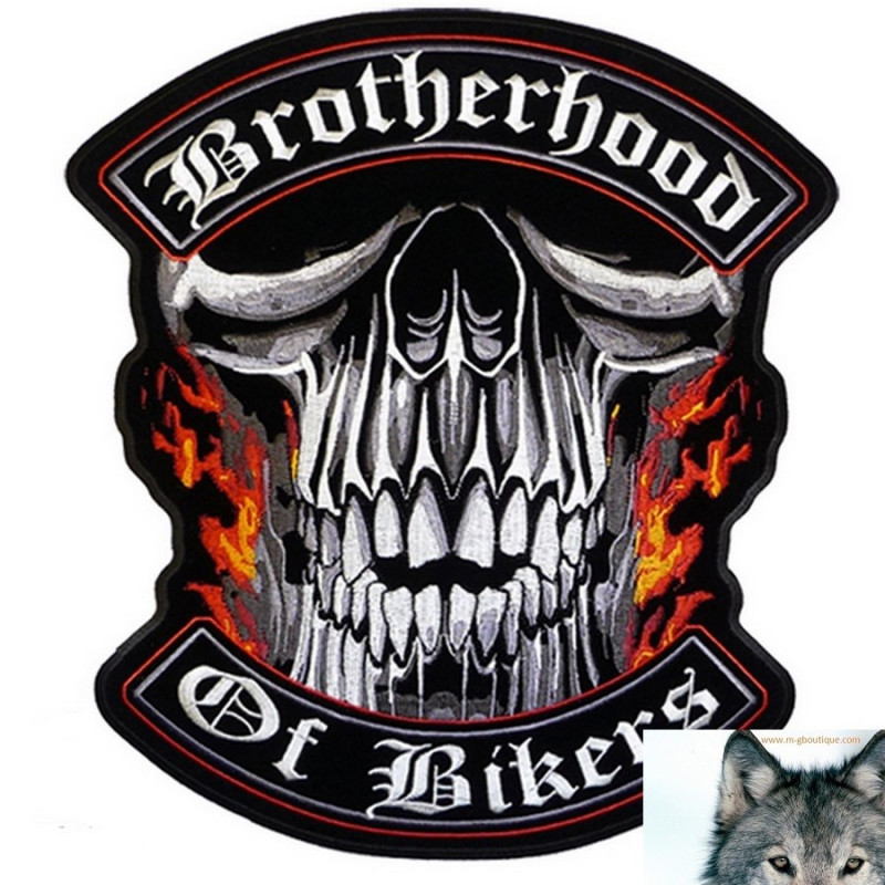 Patch Brotherhood Biker Tête de Mort