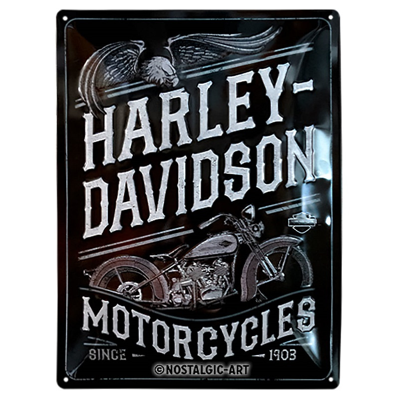 PLAQUE EN MÉTAL HARLEY-DAVIDSON MOTORCYCLES.